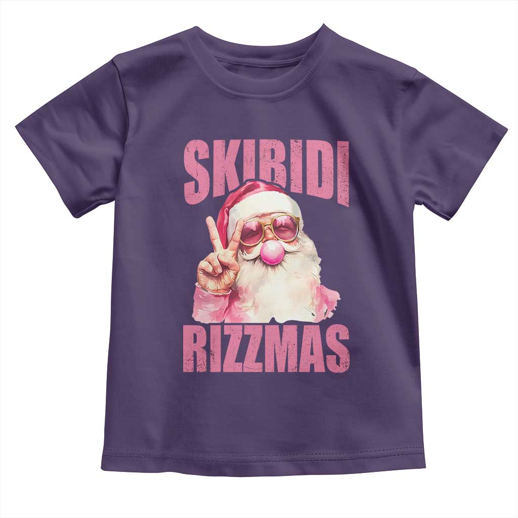 Funny Xmas Toddler T Shirt Skibidi Rizzmas Pink Santa Bubble Gum TS09 Purple Print Your Wear