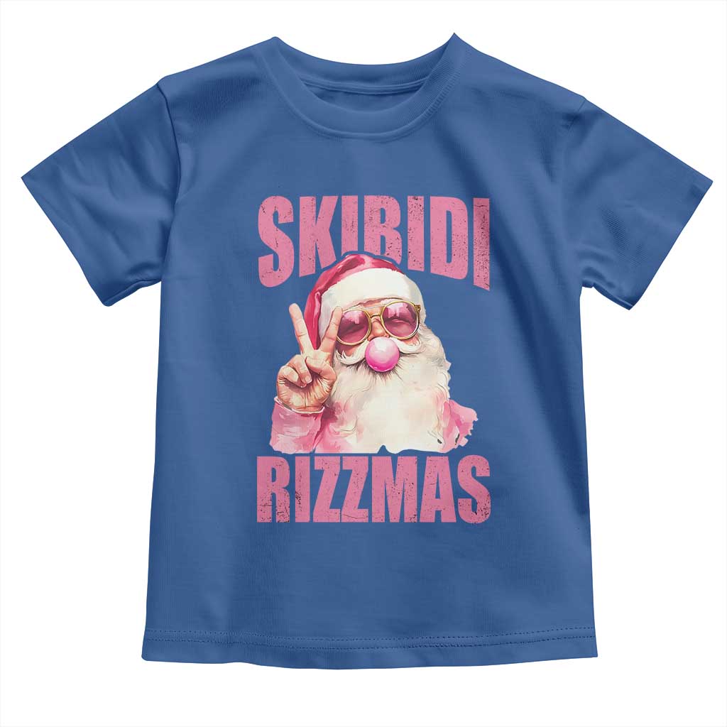 Funny Xmas Toddler T Shirt Skibidi Rizzmas Pink Santa Bubble Gum TS09 Royal Blue Print Your Wear