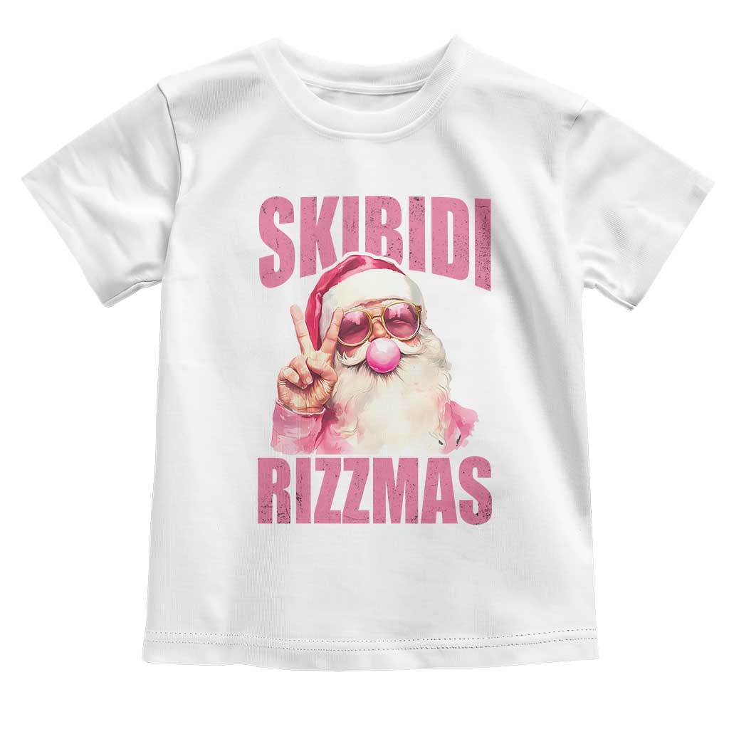 Funny Xmas Toddler T Shirt Skibidi Rizzmas Pink Santa Bubble Gum TS09 White Print Your Wear