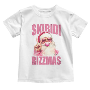 Funny Xmas Toddler T Shirt Skibidi Rizzmas Pink Santa Bubble Gum TS09 White Print Your Wear