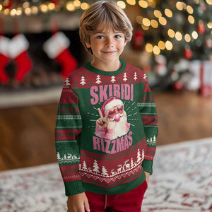 Funny Xmas Ugly Christmas Sweater Skibidi Rizzmas Pink Santa Bubble Gum TS09 Christmas Print Your Wear