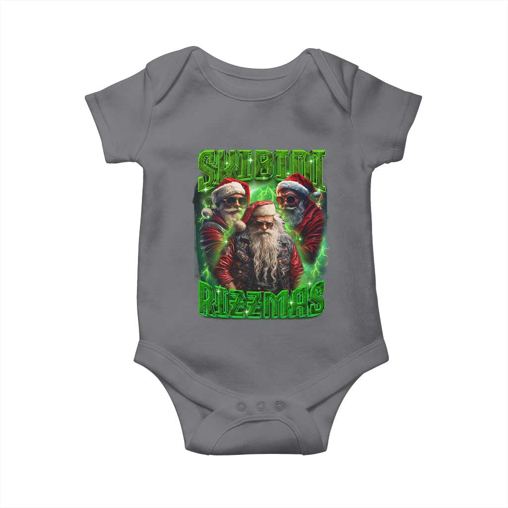 Funny Xmas Baby Onesie Skibidi Rizzmas Cool Santa Rizz TS09 Charcoal Print Your Wear