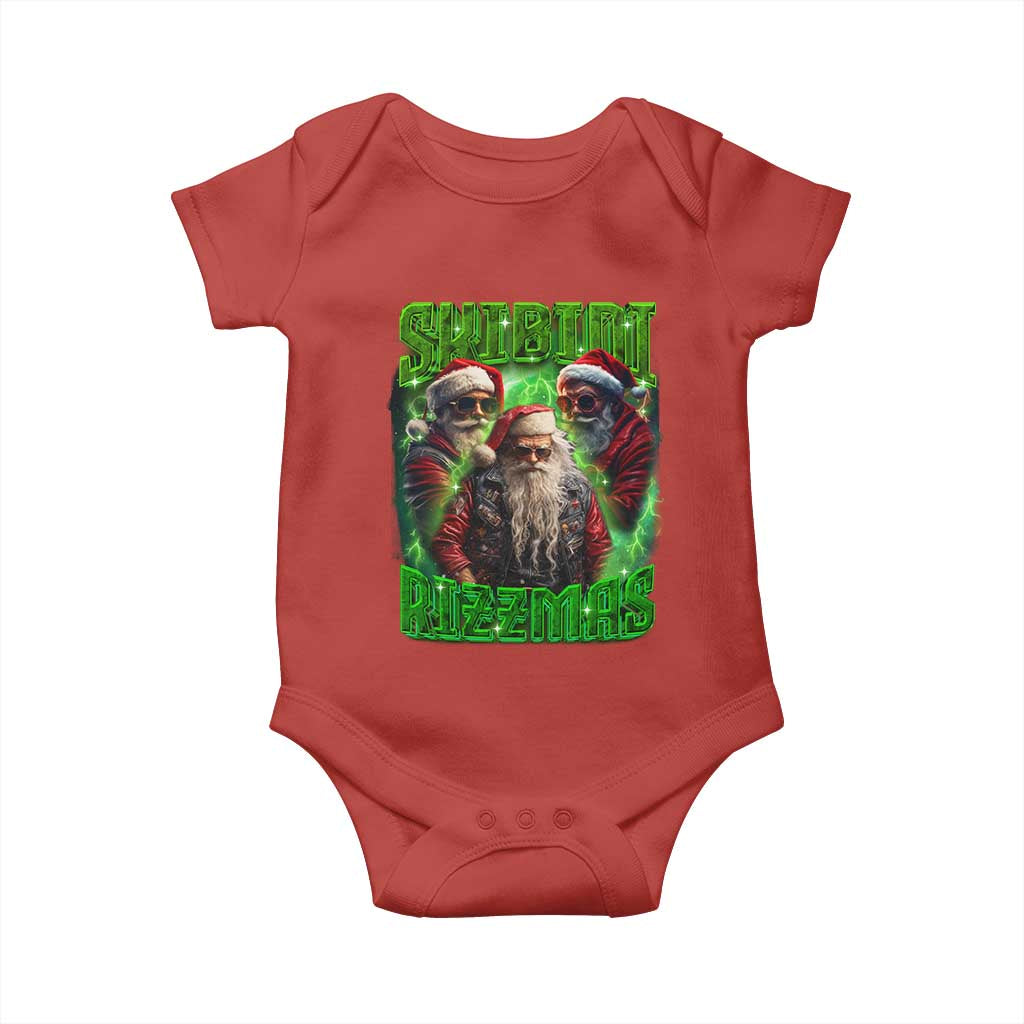 Funny Xmas Baby Onesie Skibidi Rizzmas Cool Santa Rizz TS09 Red Print Your Wear
