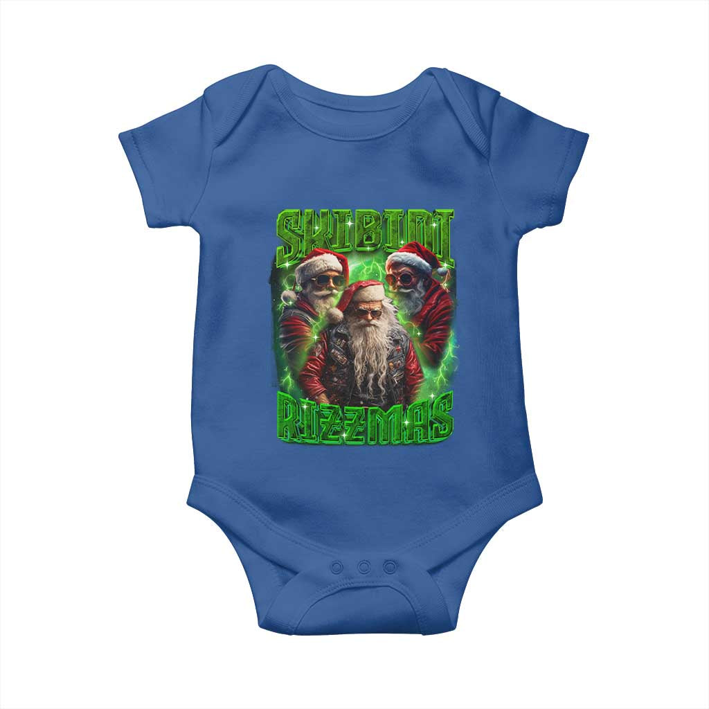 Funny Xmas Baby Onesie Skibidi Rizzmas Cool Santa Rizz TS09 Royal Blue Print Your Wear