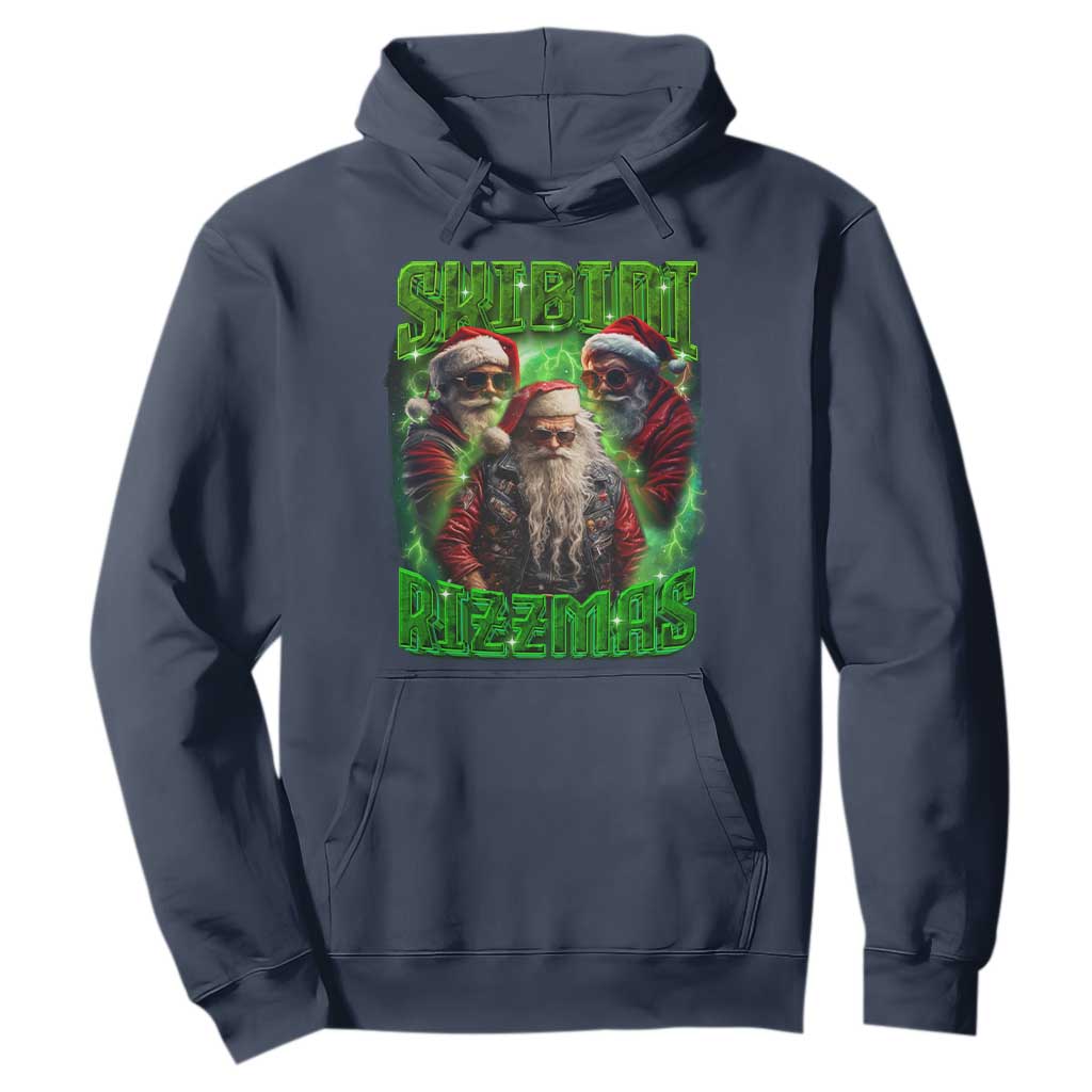Funny Xmas Hoodie Skibidi Rizzmas Cool Santa Rizz TS09 Navy Print Your Wear
