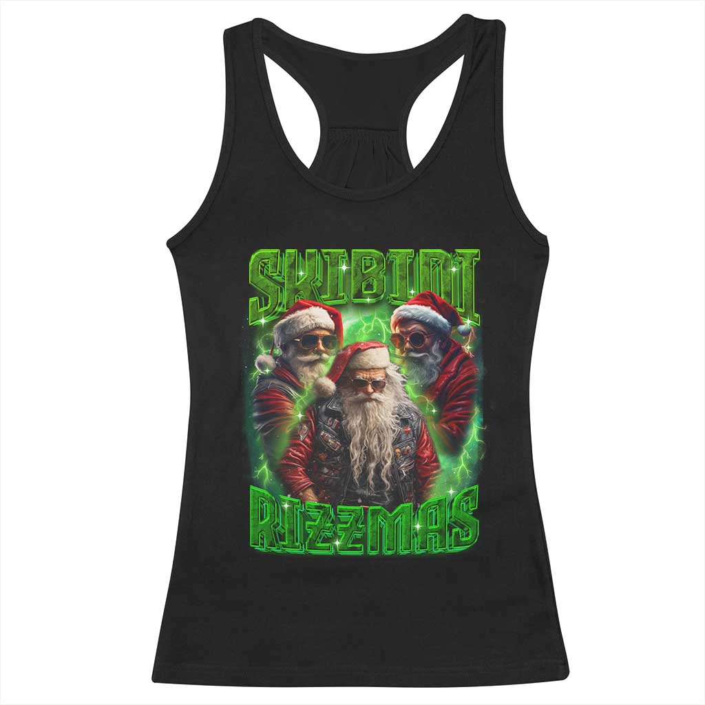 Funny Xmas Racerback Tank Top Skibidi Rizzmas Cool Santa Rizz TS09 Black Print Your Wear