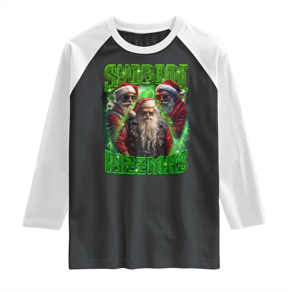 Funny Xmas Raglan Shirt Skibidi Rizzmas Cool Santa Rizz TS09 Black White Print Your Wear