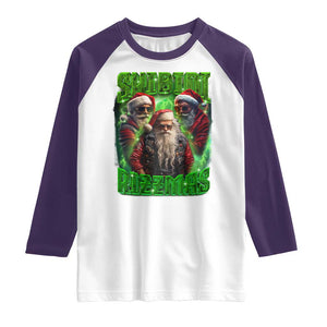 Funny Xmas Raglan Shirt Skibidi Rizzmas Cool Santa Rizz TS09 White Purple Print Your Wear