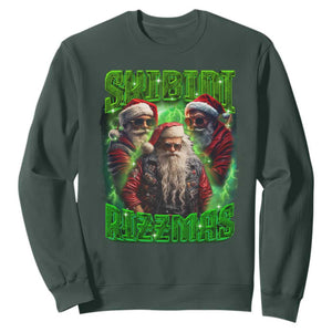 Funny Xmas Sweatshirt Skibidi Rizzmas Cool Santa Rizz TS09 Dark Forest Green Print Your Wear