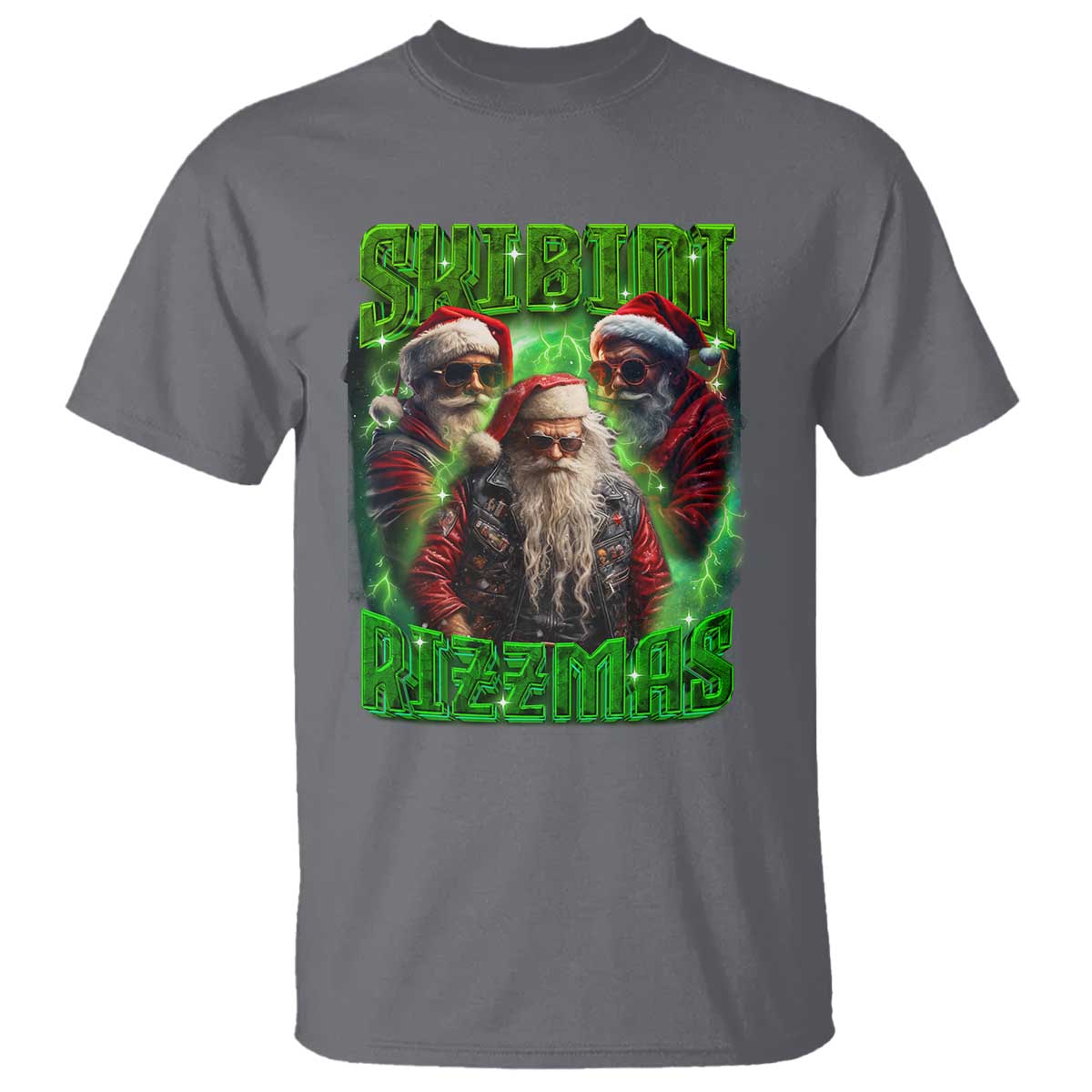 Funny Xmas T Shirt Skibidi Rizzmas Cool Santa Rizz TS09 Charcoal Print Your Wear