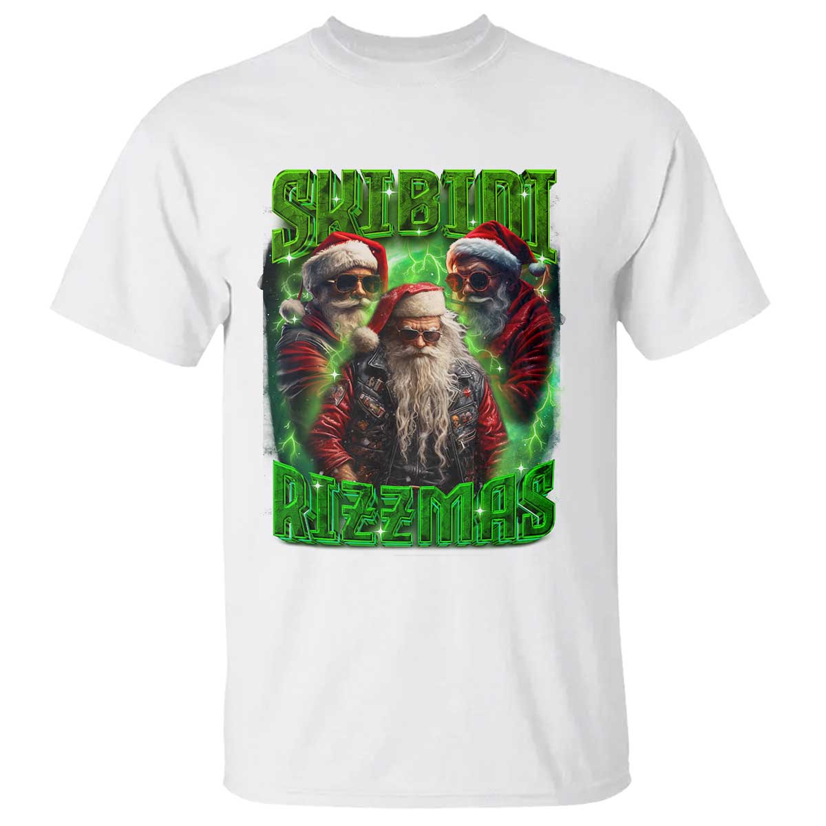 Funny Xmas T Shirt Skibidi Rizzmas Cool Santa Rizz TS09 White Print Your Wear