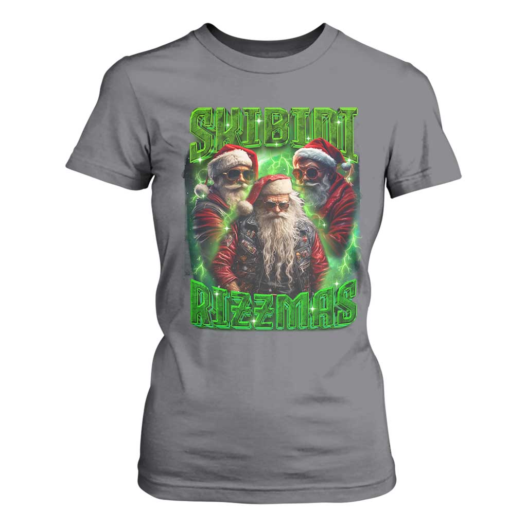 Funny Xmas T Shirt For Women Skibidi Rizzmas Cool Santa Rizz TS09 Charcoal Print Your Wear