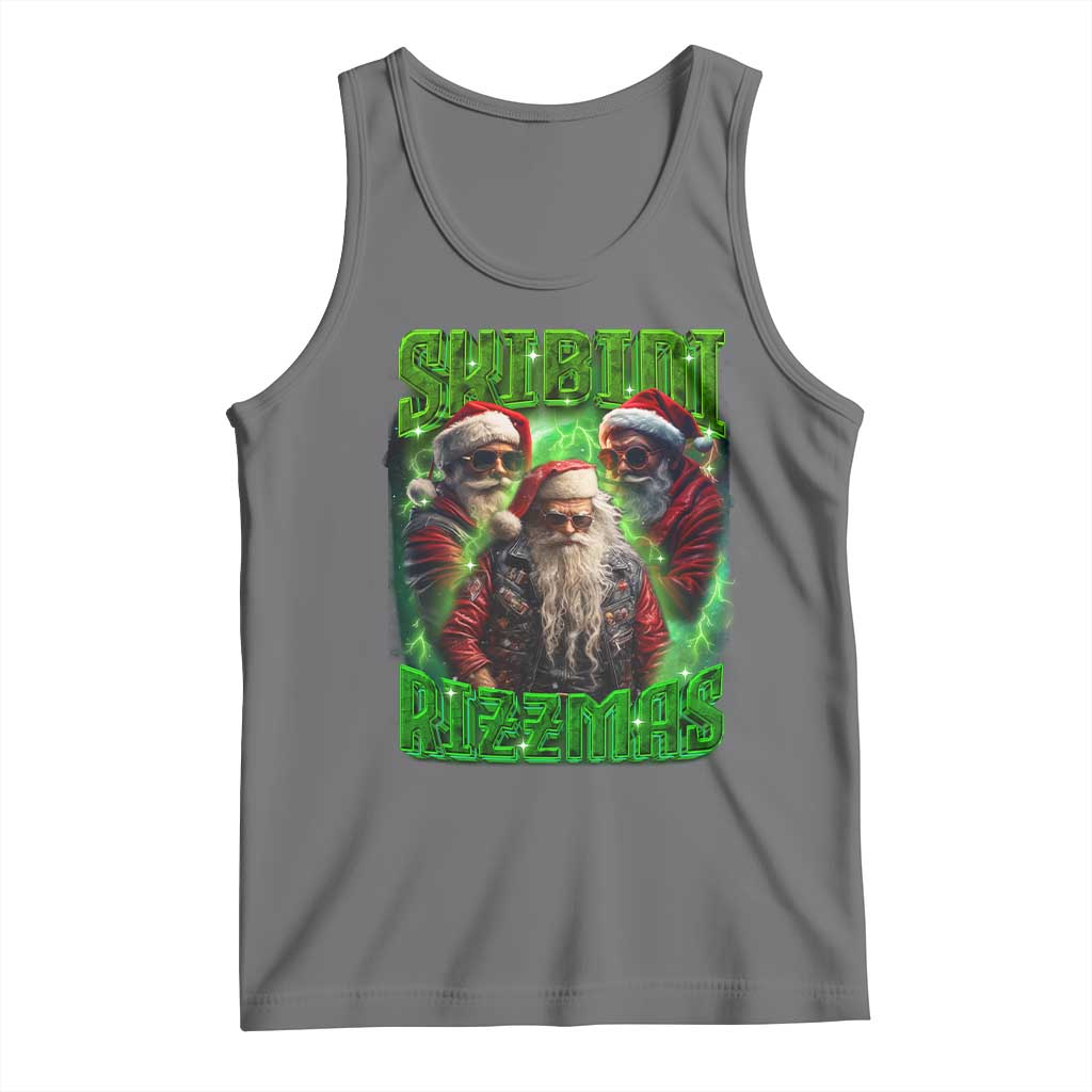Funny Xmas Tank Top Skibidi Rizzmas Cool Santa Rizz TS09 Black Heather Print Your Wear
