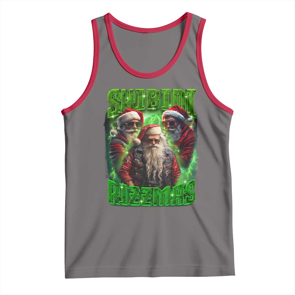 Funny Xmas Tank Top Skibidi Rizzmas Cool Santa Rizz TS09 Deep Heather Red Print Your Wear