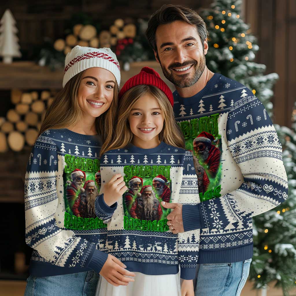 Funny Xmas Ugly Christmas Sweater Skibidi Rizzmas Cool Santa Rizz TS09 Navy Print Your Wear