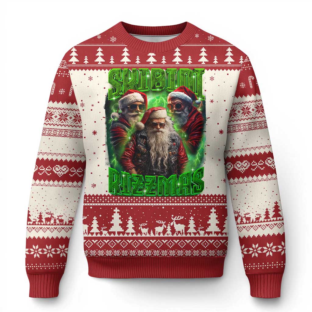 Funny Xmas Ugly Christmas Sweater Skibidi Rizzmas Cool Santa Rizz TS09 Red Print Your Wear