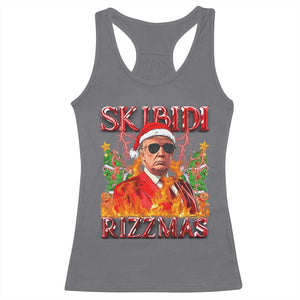 Funny Xmas Trump Racerback Tank Top Skibidi Rizzmas Cool Trump Rizz TS09 Charcoal Print Your Wear
