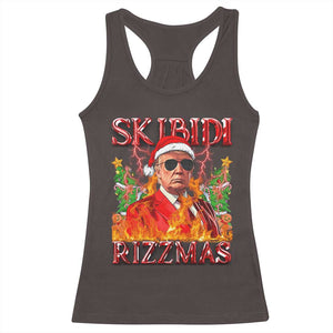 Funny Xmas Trump Racerback Tank Top Skibidi Rizzmas Cool Trump Rizz TS09 Dark Chocolate Print Your Wear