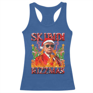 Funny Xmas Trump Racerback Tank Top Skibidi Rizzmas Cool Trump Rizz TS09 Royal Blue Print Your Wear