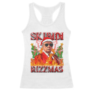Funny Xmas Trump Racerback Tank Top Skibidi Rizzmas Cool Trump Rizz TS09 White Print Your Wear