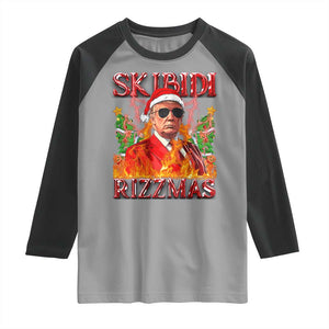 Funny Xmas Trump Raglan Shirt Skibidi Rizzmas Cool Trump Rizz TS09 Sport Gray Black Print Your Wear
