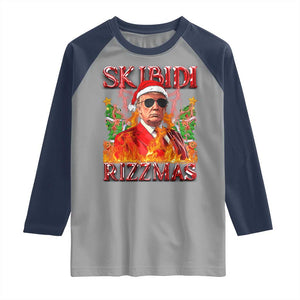 Funny Xmas Trump Raglan Shirt Skibidi Rizzmas Cool Trump Rizz TS09 Sport Gray Navy Print Your Wear