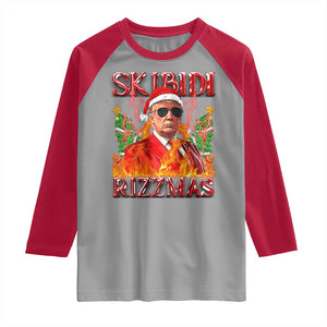 Funny Xmas Trump Raglan Shirt Skibidi Rizzmas Cool Trump Rizz TS09 Sport Gray Red Print Your Wear