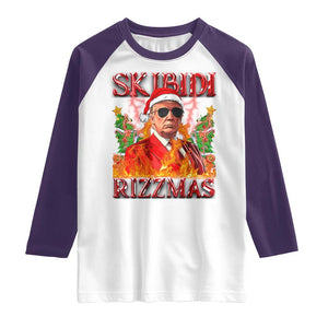 Funny Xmas Trump Raglan Shirt Skibidi Rizzmas Cool Trump Rizz TS09 White Purple Print Your Wear