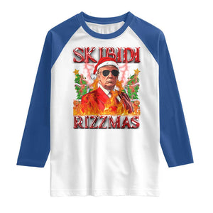 Funny Xmas Trump Raglan Shirt Skibidi Rizzmas Cool Trump Rizz TS09 White Royal Print Your Wear