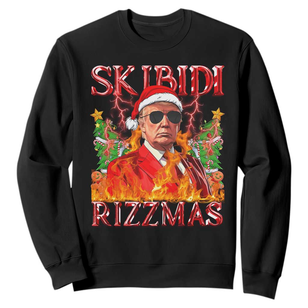 Funny Xmas Trump Sweatshirt Skibidi Rizzmas Cool Trump Rizz TS09 Black Print Your Wear