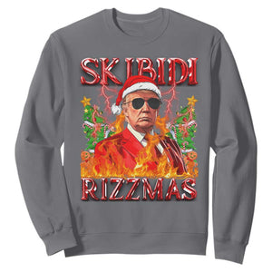 Funny Xmas Trump Sweatshirt Skibidi Rizzmas Cool Trump Rizz TS09 Charcoal Print Your Wear