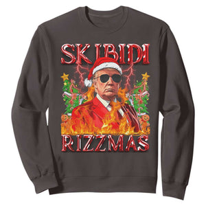 Funny Xmas Trump Sweatshirt Skibidi Rizzmas Cool Trump Rizz TS09 Dark Chocolate Print Your Wear
