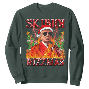 Funny Xmas Trump Sweatshirt Skibidi Rizzmas Cool Trump Rizz TS09 Dark Forest Green Print Your Wear