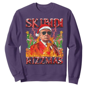 Funny Xmas Trump Sweatshirt Skibidi Rizzmas Cool Trump Rizz TS09 Purple Print Your Wear