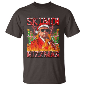 Funny Xmas Trump T Shirt Skibidi Rizzmas Cool Trump Rizz TS09 Dark Chocolate Print Your Wear