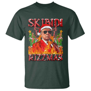 Funny Xmas Trump T Shirt Skibidi Rizzmas Cool Trump Rizz TS09 Dark Forest Green Print Your Wear
