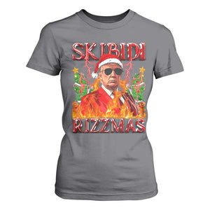 Funny Xmas Trump T Shirt For Women Skibidi Rizzmas Cool Trump Rizz TS09 Charcoal Print Your Wear
