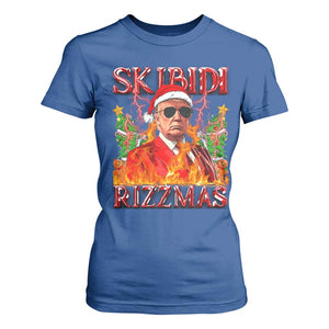 Funny Xmas Trump T Shirt For Women Skibidi Rizzmas Cool Trump Rizz TS09 Royal Blue Print Your Wear