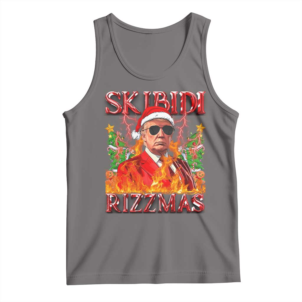 Funny Xmas Trump Tank Top Skibidi Rizzmas Cool Trump Rizz TS09 Deep Heather Print Your Wear