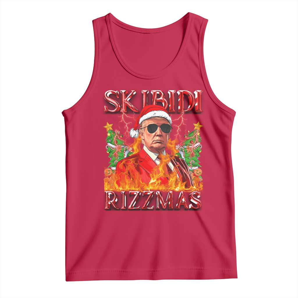 Funny Xmas Trump Tank Top Skibidi Rizzmas Cool Trump Rizz TS09 Red Print Your Wear