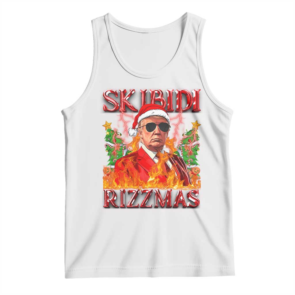 Funny Xmas Trump Tank Top Skibidi Rizzmas Cool Trump Rizz TS09 White Print Your Wear