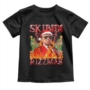 Funny Xmas Trump Toddler T Shirt Skibidi Rizzmas Cool Trump Rizz TS09 Black Print Your Wear