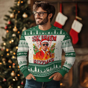Funny Xmas Trump Ugly Christmas Sweater Skibidi Rizzmas Cool Trump Rizz TS09 Green Print Your Wear