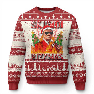 Funny Xmas Trump Ugly Christmas Sweater Skibidi Rizzmas Cool Trump Rizz TS09 Red Print Your Wear