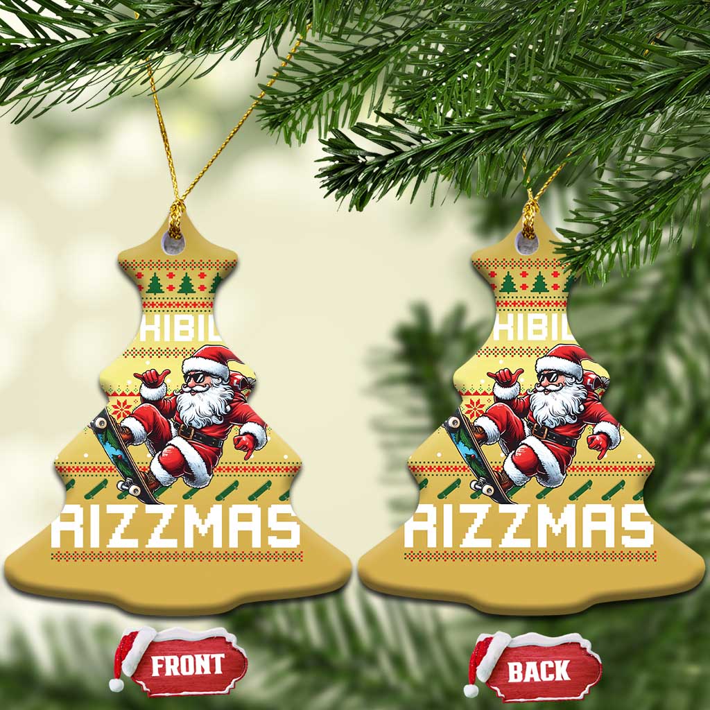 Funny Xmas Christmas Ornament Skibidi Rizzmas Cool Santa Skateboard Rizz TS09 Christmas Tree Gold Print Your Wear