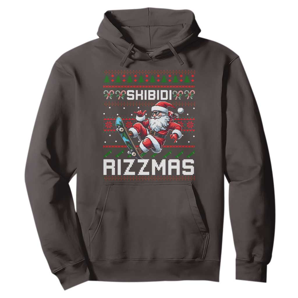 Funny Xmas Hoodie Skibidi Rizzmas Cool Santa Skateboard Rizz TS09 Dark Chocolate Print Your Wear