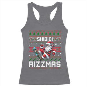 Funny Xmas Racerback Tank Top Skibidi Rizzmas Cool Santa Skateboard Rizz TS09 Charcoal Print Your Wear