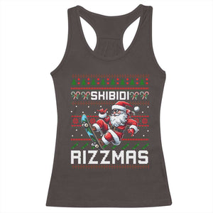 Funny Xmas Racerback Tank Top Skibidi Rizzmas Cool Santa Skateboard Rizz TS09 Dark Chocolate Print Your Wear