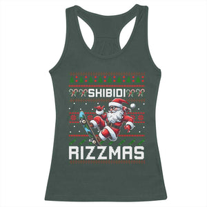 Funny Xmas Racerback Tank Top Skibidi Rizzmas Cool Santa Skateboard Rizz TS09 Dark Forest Green Print Your Wear