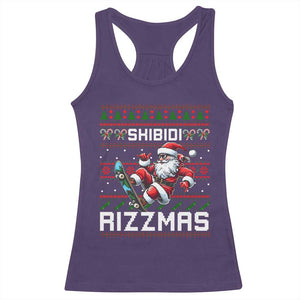 Funny Xmas Racerback Tank Top Skibidi Rizzmas Cool Santa Skateboard Rizz TS09 Purple Print Your Wear